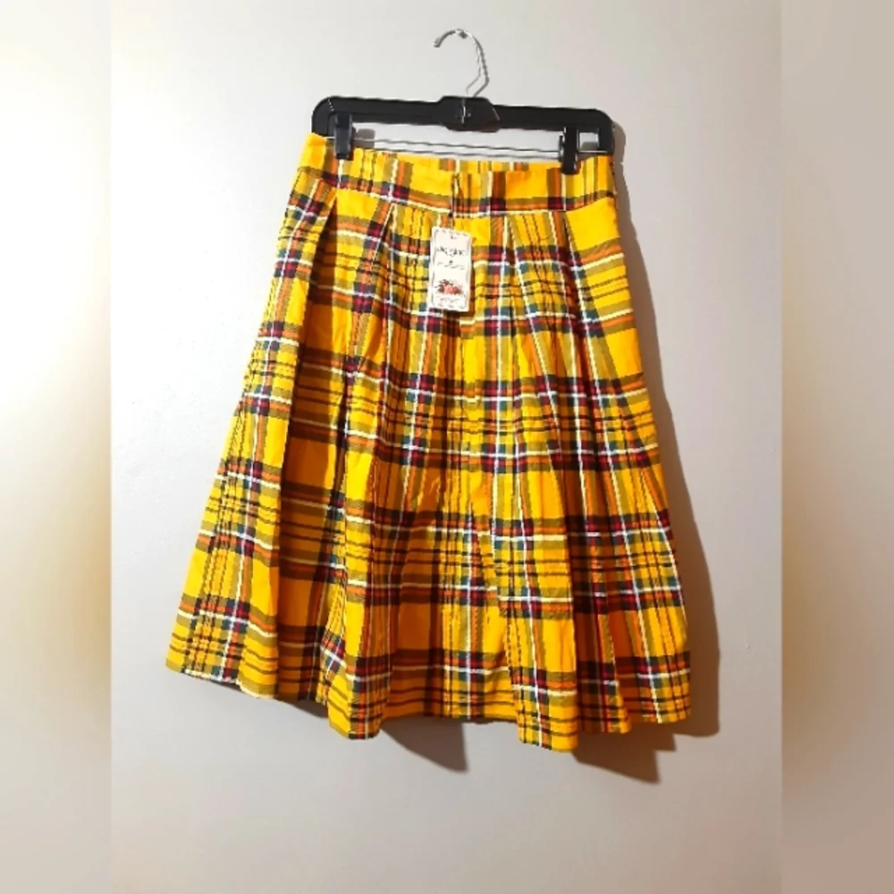 Dresstore NWT Women's Plaid Skirt Yellow Multicolor Size M Acadamia Preppy - Picture 4 of 4